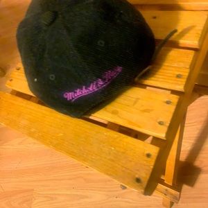 Mitchell and Ness adjustable dad hat, one size fits all, black and purple